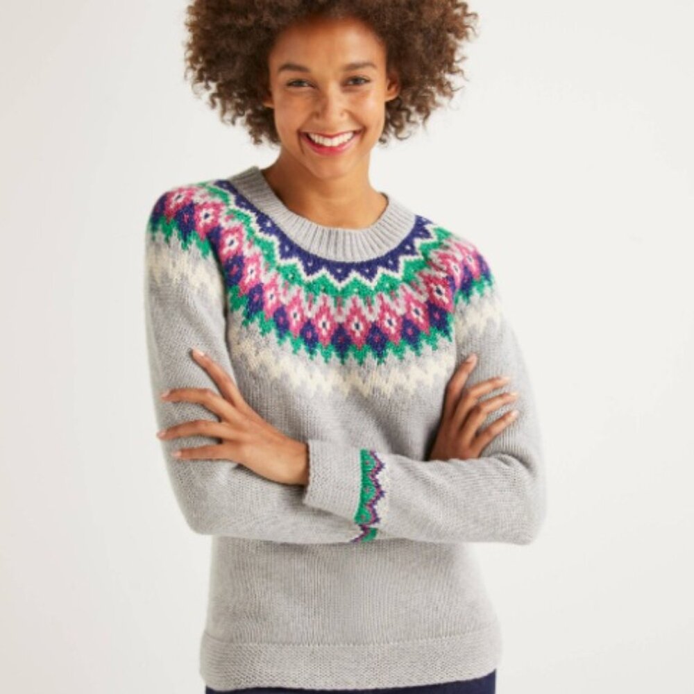 Boden Emma Fair Isle Wool Cotton Blend Sweater - Picture 10 of 10